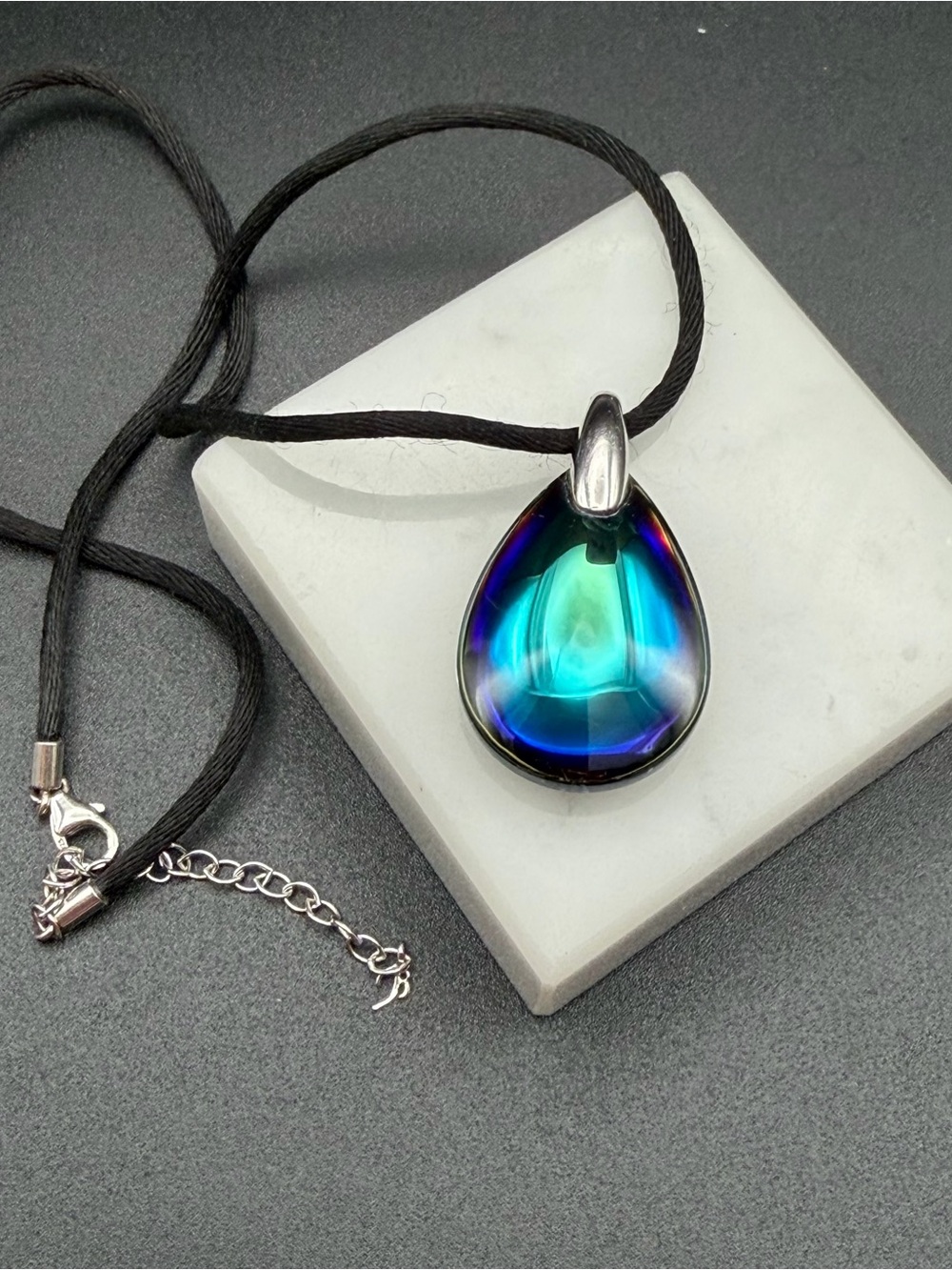 Baccarat Psychedelic Scarab Blue Crystal Pendant Necklace 925 #K80. Stunning!!